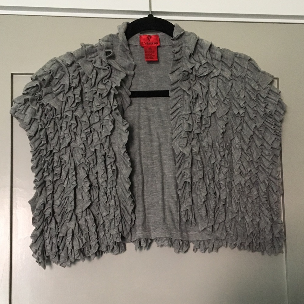 Grey Ruffled Shrug